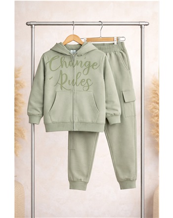 BASKILI FIRÇALI KUMAŞ YEŞİL TAKIM