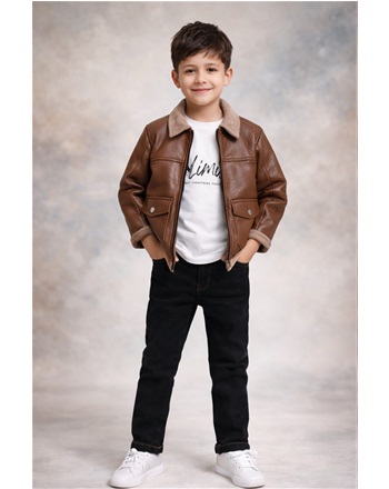 KAHVE DERİ CEKETLİ 3LÜ TAKIM