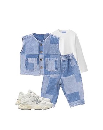 Laciel 3 lü parçalı denim takım {2\7 YAŞ ARASI}