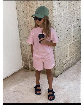 laciel düz pembe şort takım