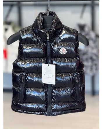 MONCHLER PARLAK SİYAH YELEK(2/14 yaş arası)