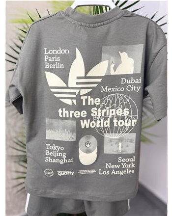 Muadil unisex sırt baskılı haki takım