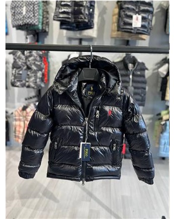 Polo unisex siyah şişme mont(4/15 YAŞ ARASI)