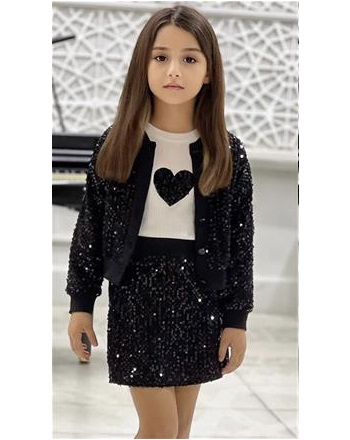 PULLU ÜÇLÜ ŞORT ETEKLİ TAKIM