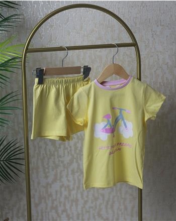 Pnt Sarı Bisikletli Şortlu Pijama Takımı 