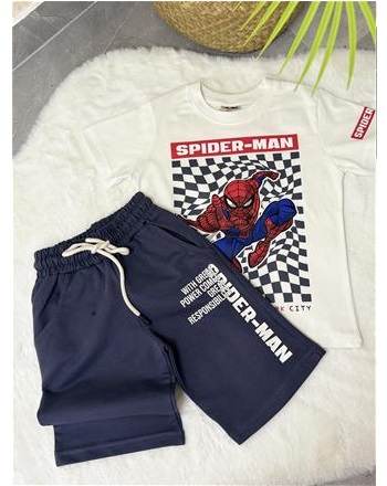 Spiderman şort takım lacivert 
