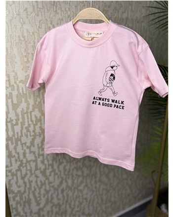 ZR pembe sırt baskılı tişört